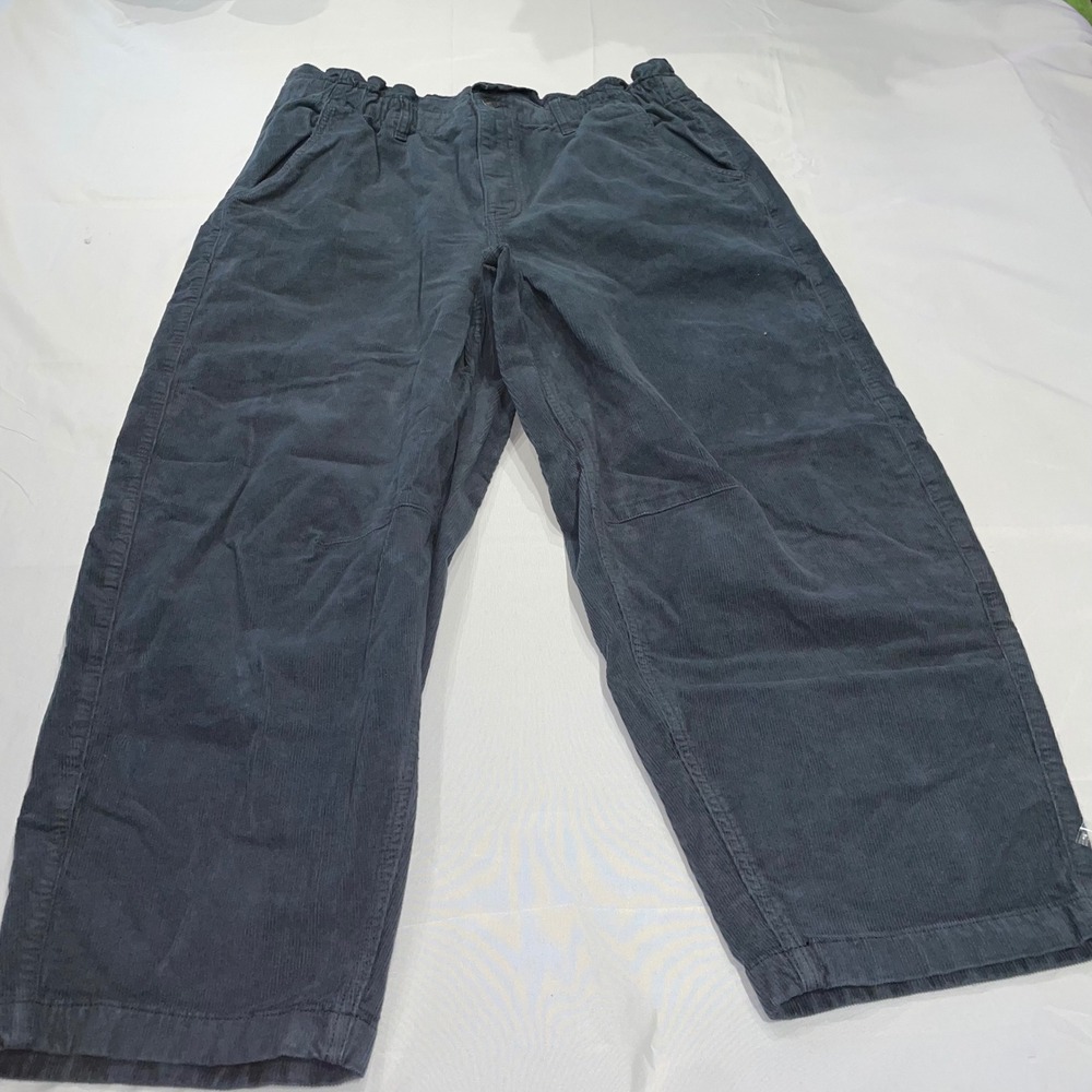 American Eagle Gray‎ Corduroy Wide Leg Pants Womens 16 High Rise Stretch Cropped